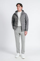 GIUBBOTTO DOPPIO TESSUTO CON CAPPUCCIO GRIGIO SCURO