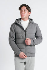 GIUBBOTTO DOPPIO TESSUTO CON CAPPUCCIO GRIGIO SCURO