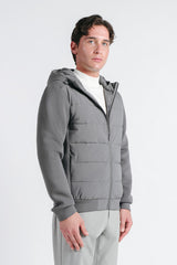 GIUBBOTTO DOPPIO TESSUTO CON CAPPUCCIO GRIGIO SCURO