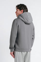 GIUBBOTTO DOPPIO TESSUTO CON CAPPUCCIO GRIGIO SCURO