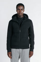 GIUBBOTTO DOPPIO TESSUTO CON CAPPUCCIO NERO