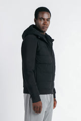 GIUBBOTTO DOPPIO TESSUTO CON CAPPUCCIO NERO