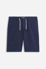 BERMUDA MISTO LINO BLEU