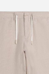 PANTALONI JOGGER MISTO LINO BEIGE CHIARO