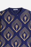 T-SHIRT GIROCOLLO FANTASIA F INDACO