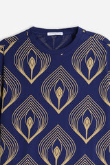 T-SHIRT GIROCOLLO FANTASIA F INDACO