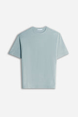 T-SHIRT GIROCOLLO IN JERSEY EFFETTO FIAMMATO CIELO