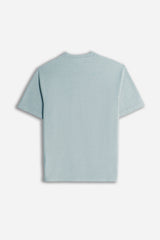 T-SHIRT GIROCOLLO IN JERSEY EFFETTO FIAMMATO CIELO