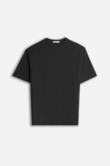 T-SHIRT GIROCOLLO IN JERSEY EFFETTO FIAMMATO NERO
