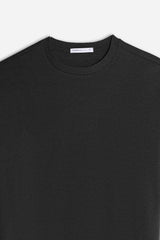 T-SHIRT GIROCOLLO IN JERSEY EFFETTO FIAMMATO NERO