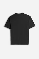T-SHIRT GIROCOLLO IN JERSEY EFFETTO FIAMMATO NERO