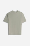 T-SHIRT GIROCOLLO IN JERSEY EFFETTO FIAMMATO VERDE MUSCHIO