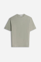 T-SHIRT GIROCOLLO IN JERSEY EFFETTO FIAMMATO VERDE MUSCHIO