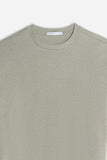 T-SHIRT GIROCOLLO IN JERSEY EFFETTO FIAMMATO VERDE MUSCHIO