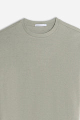 T-SHIRT GIROCOLLO IN JERSEY EFFETTO FIAMMATO VERDE MUSCHIO