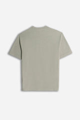 T-SHIRT GIROCOLLO IN JERSEY EFFETTO FIAMMATO VERDE MUSCHIO