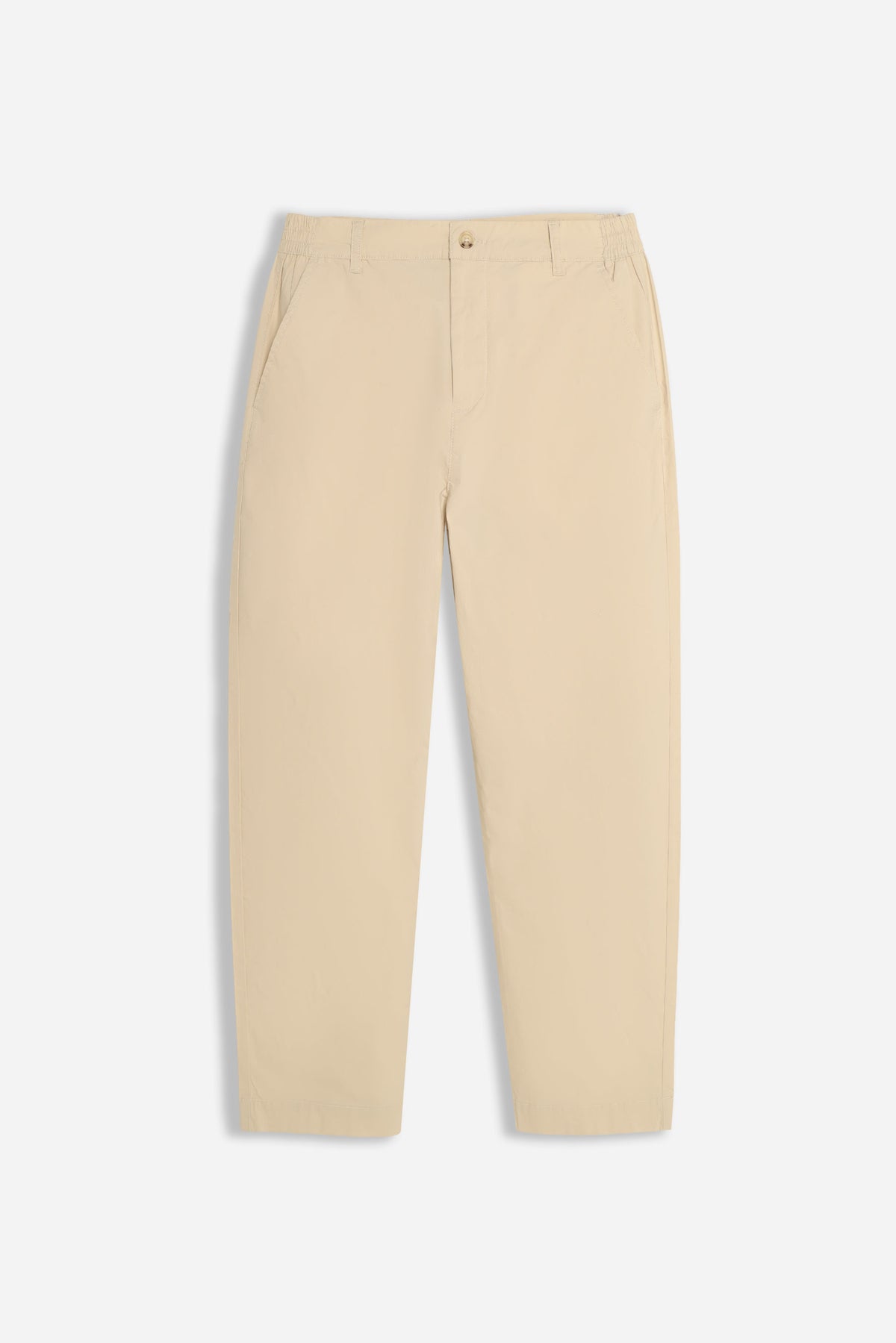 PANTALONE IN TWILL CON ELASTICO NEI FIANCHI BEIGE CHIARO