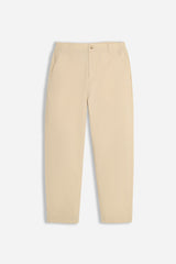 PANTALONE IN TWILL CON ELASTICO NEI FIANCHI BEIGE CHIARO