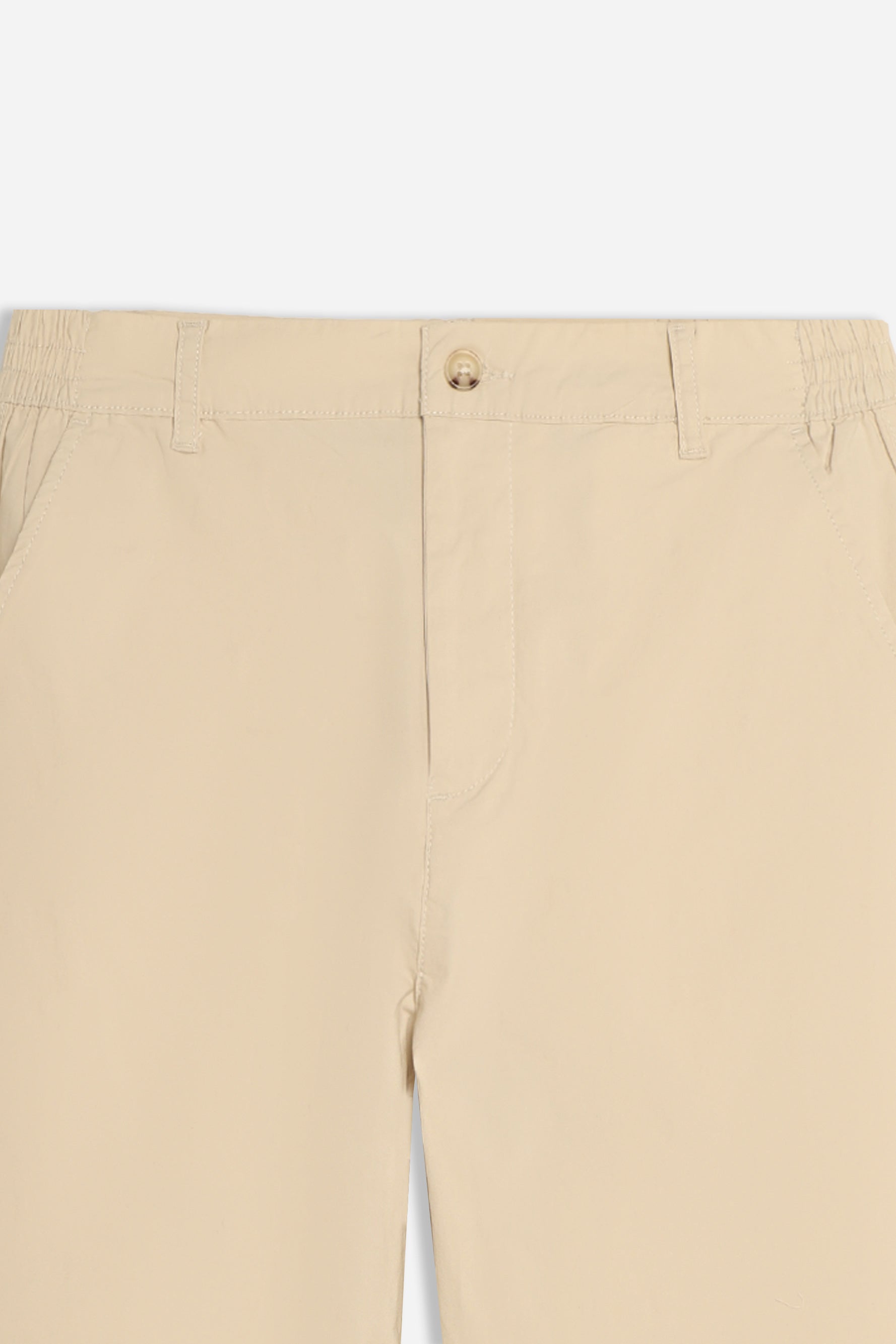 PANTALONE IN TWILL CON ELASTICO NEI FIANCHI BEIGE CHIARO