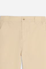 PANTALONE IN TWILL CON ELASTICO NEI FIANCHI BEIGE CHIARO