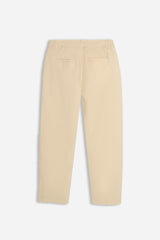 PANTALONE IN TWILL CON ELASTICO NEI FIANCHI BEIGE CHIARO