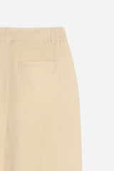 PANTALONE IN TWILL CON ELASTICO NEI FIANCHI BEIGE CHIARO