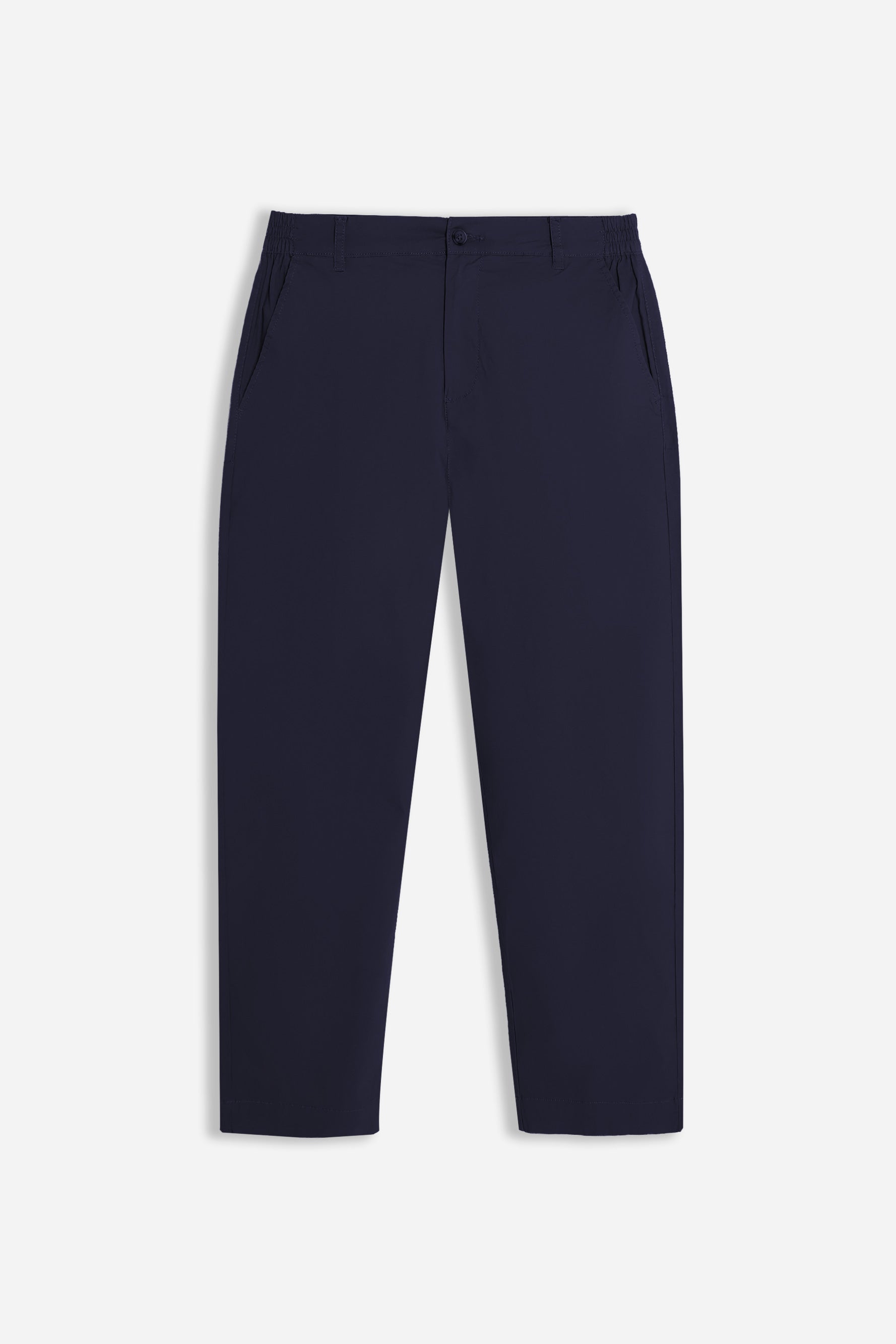 PANTALONE IN TWILL CON ELASTICO NEI FIANCHI BLEU 