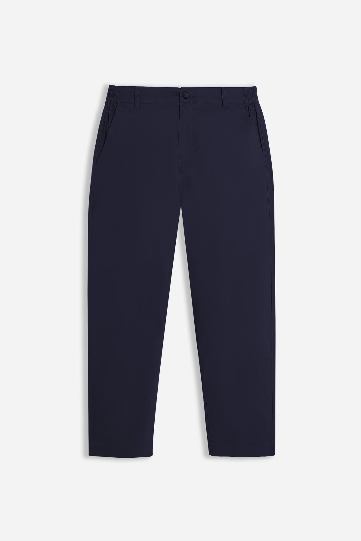 PANTALONE IN TWILL CON ELASTICO NEI FIANCHI BLEU 