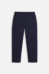 PANTALONE IN TWILL CON ELASTICO NEI FIANCHI BLEU 
