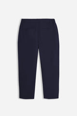 PANTALONE IN TWILL CON ELASTICO NEI FIANCHI BLEU 