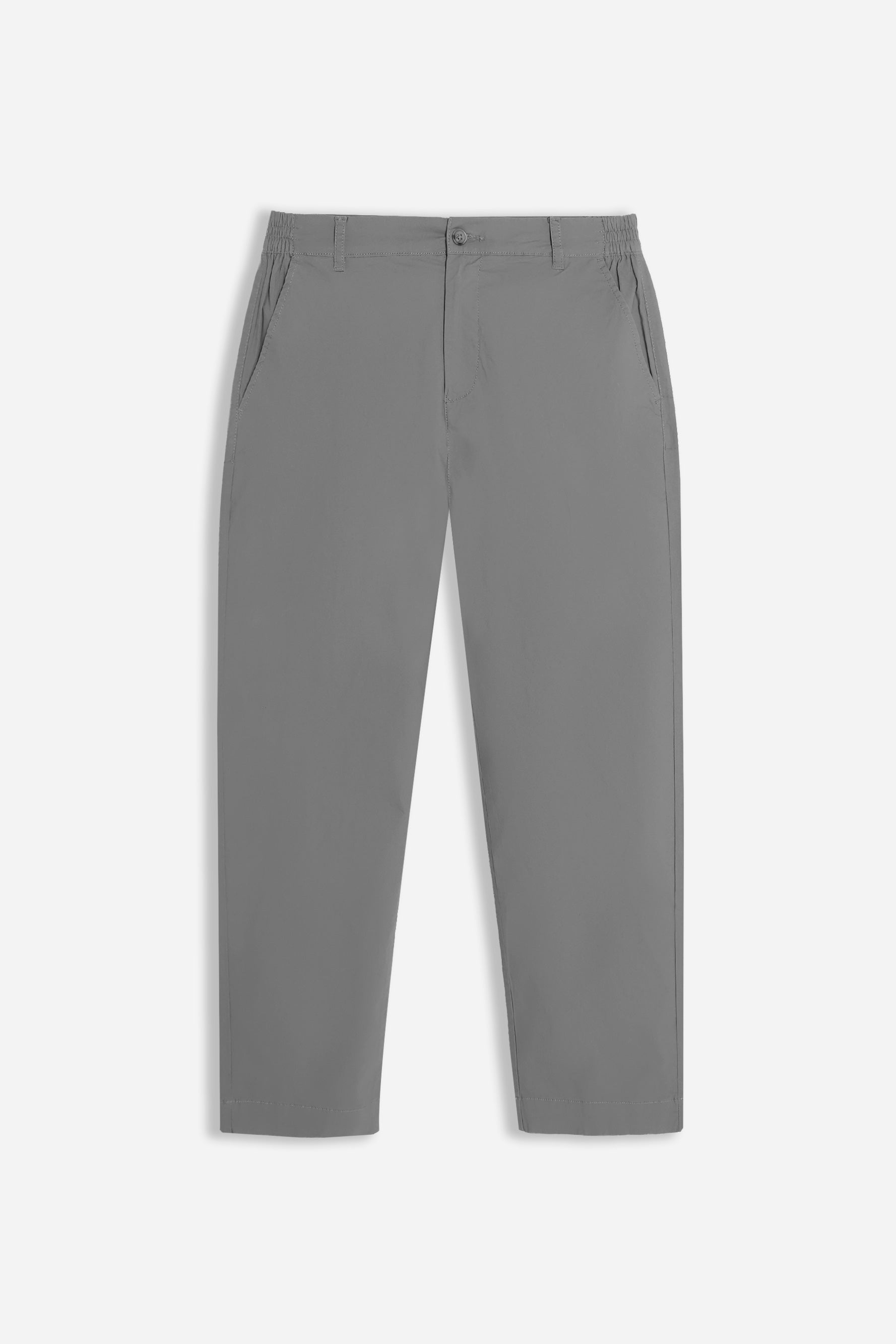 PANTALONE IN TWILL CON ELASTICO NEI FIANCHI GRIGIO SCURO