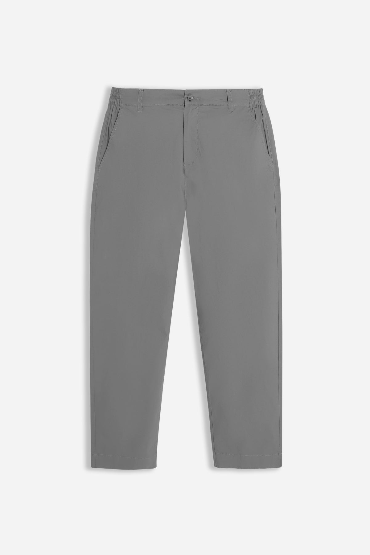 PANTALONE IN TWILL CON ELASTICO NEI FIANCHI GRIGIO SCURO
