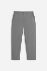 PANTALONE IN TWILL CON ELASTICO NEI FIANCHI GRIGIO SCURO