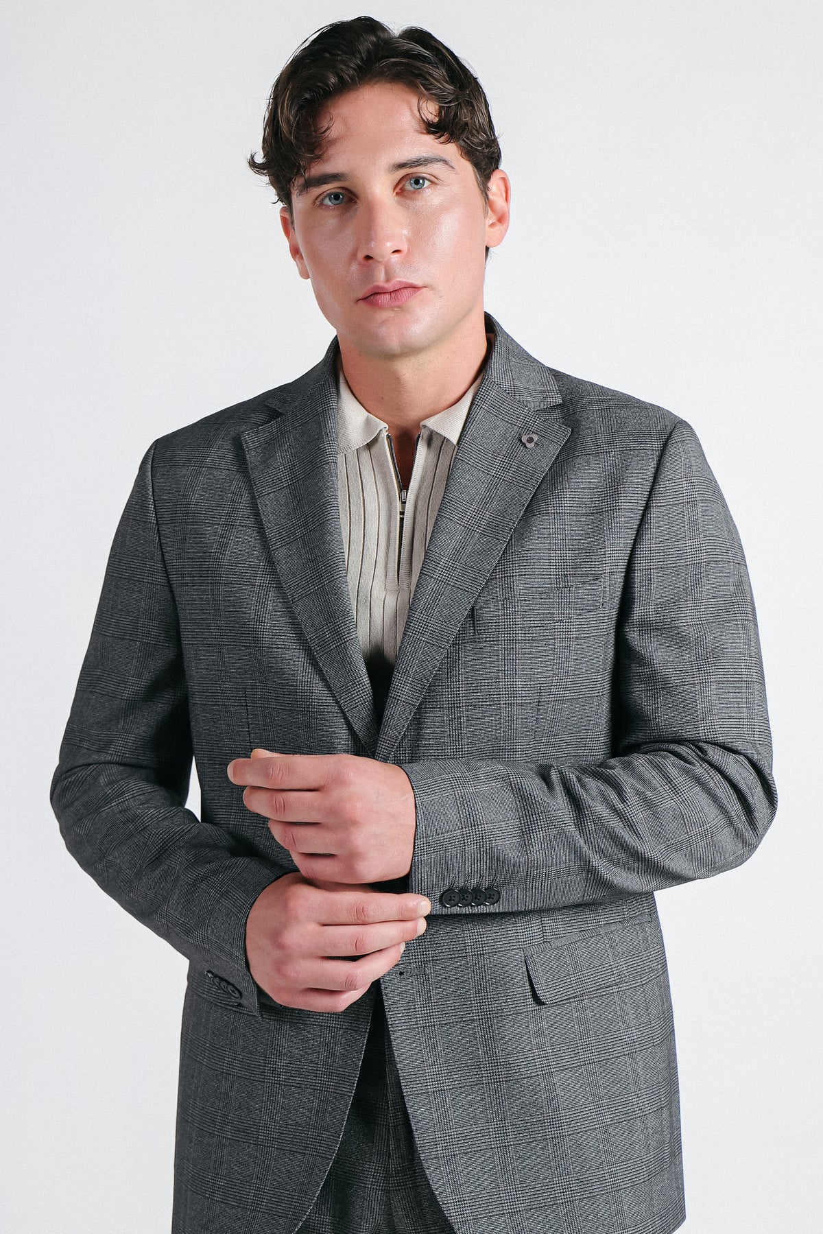 GIACCA DA ABITO A QUADRI GRIGIO