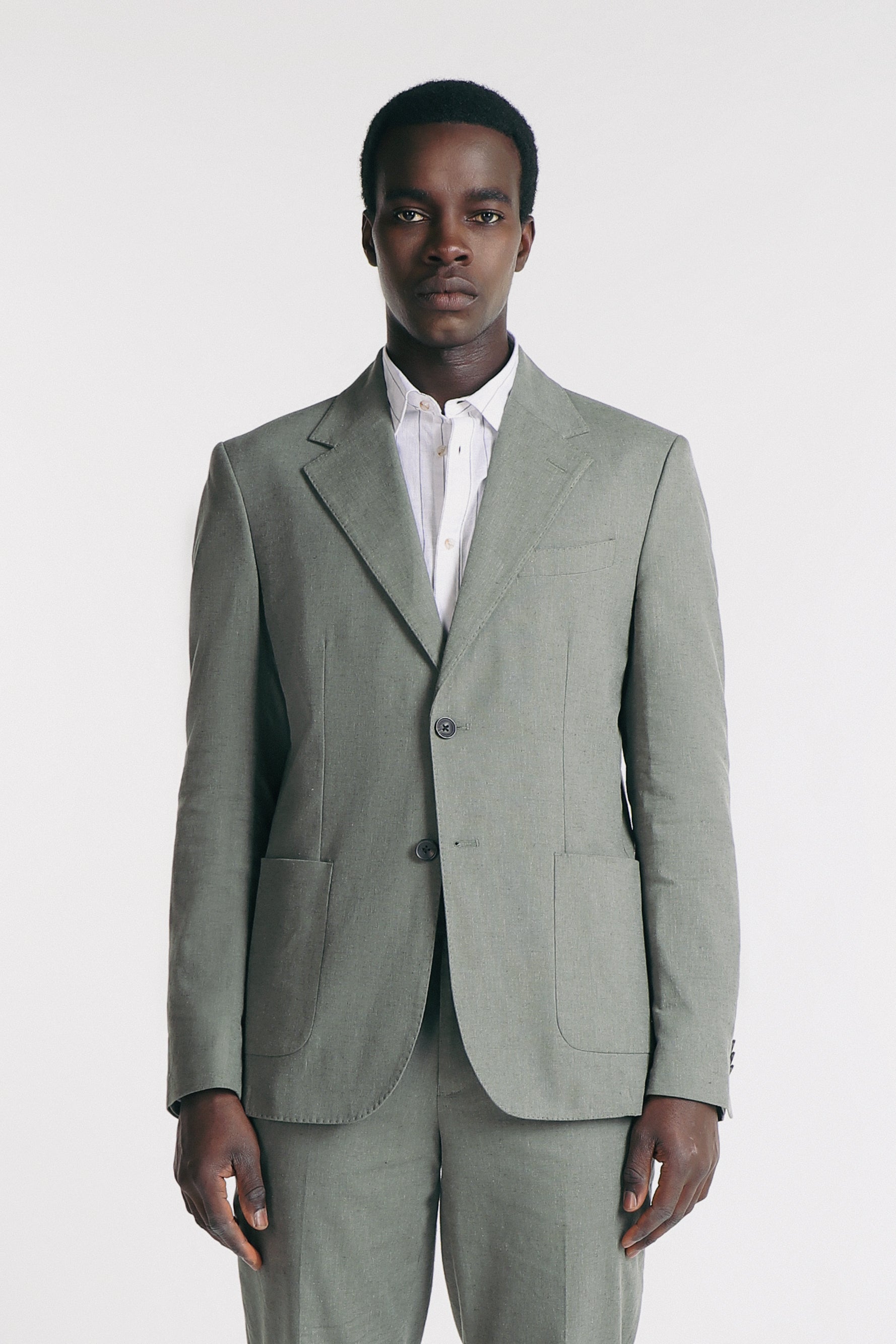 GIACCA IN MISTO LINO VERDE MILITARE