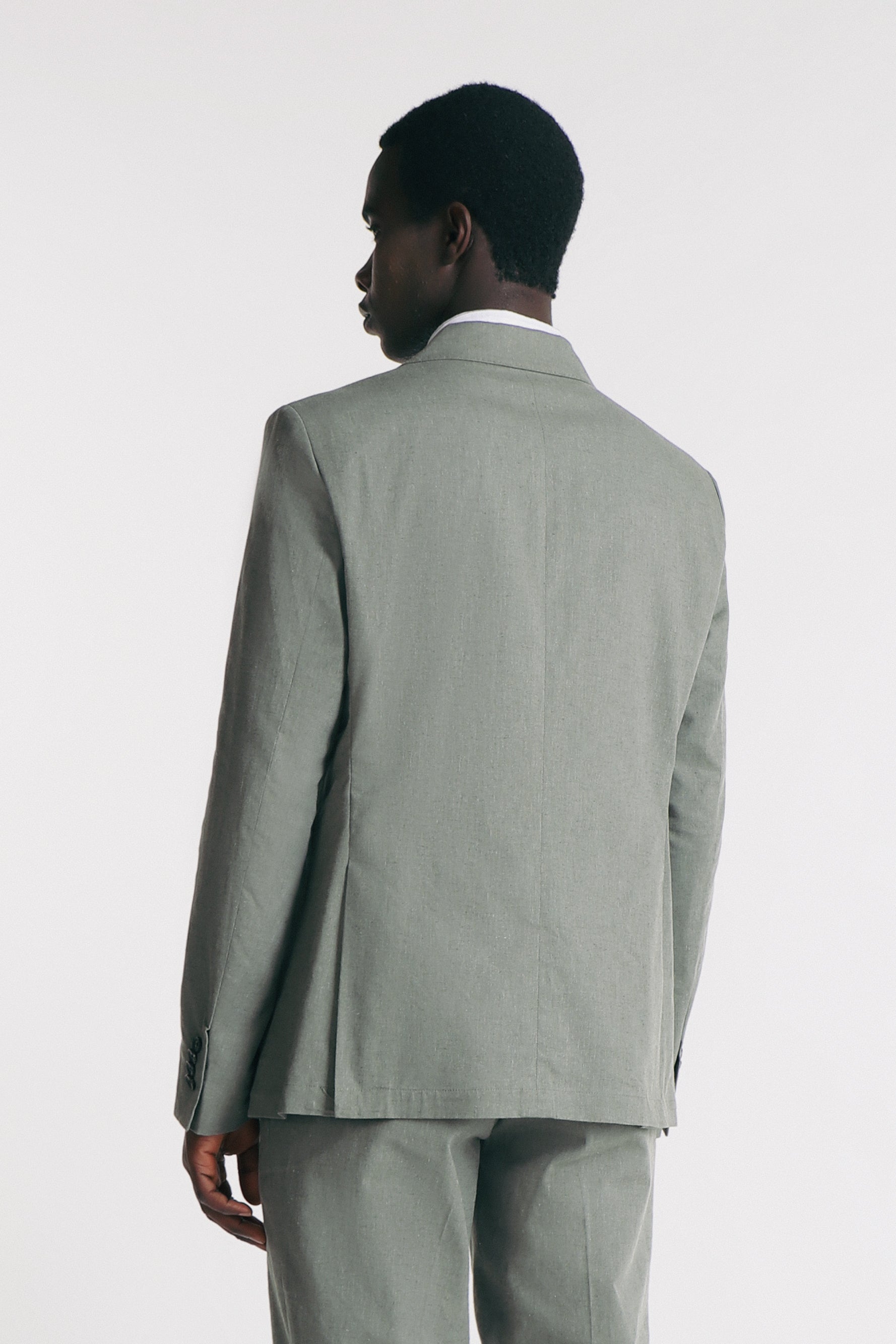GIACCA IN MISTO LINO VERDE MILITARE