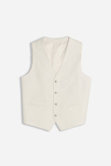 GILET IN MISTO LINO BIANCO