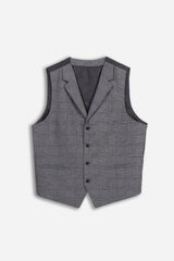 GILET FANTASIA QUADRI GRIGIO