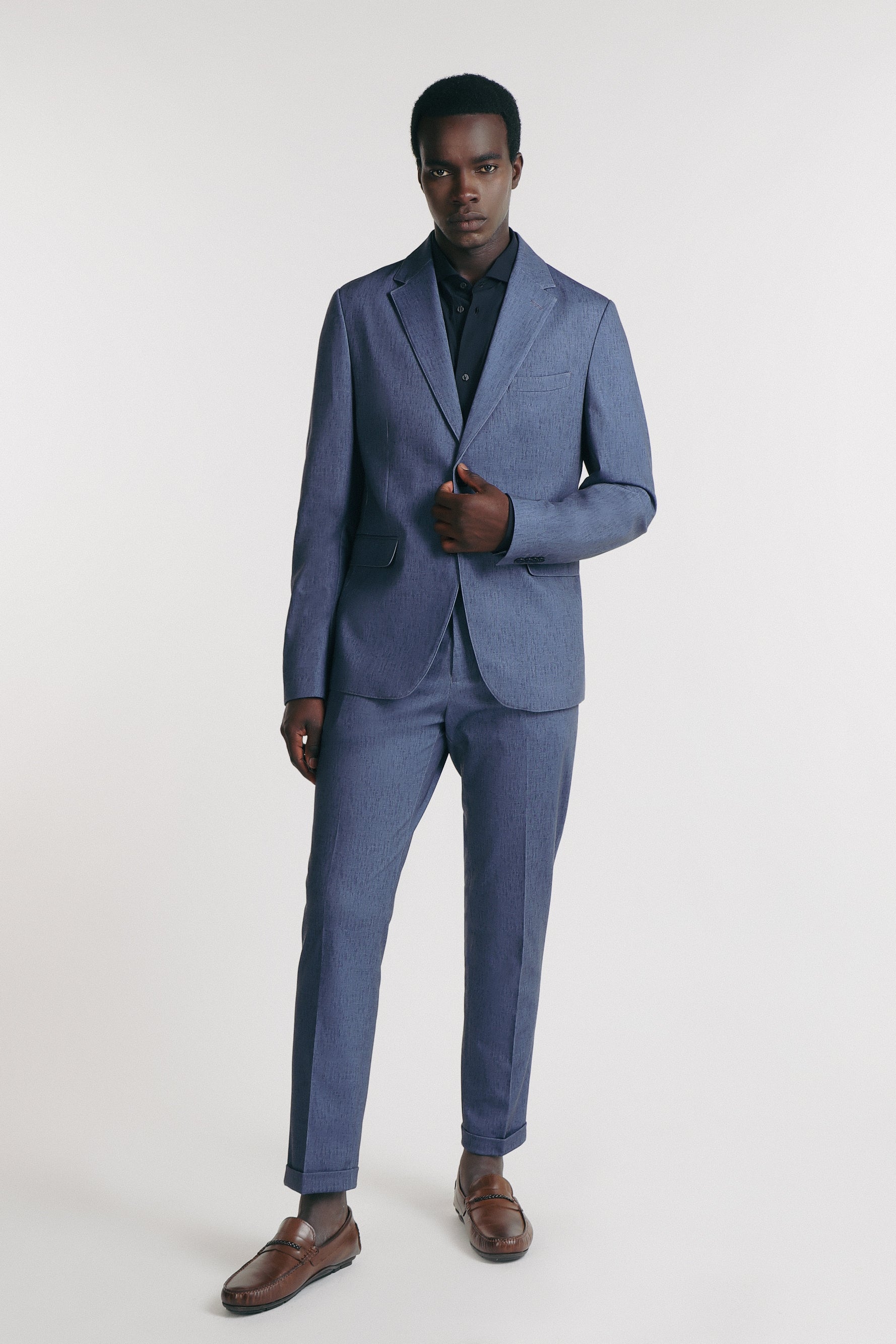 GIACCA SLIM FIT IN PUNTO MILANO BLEU