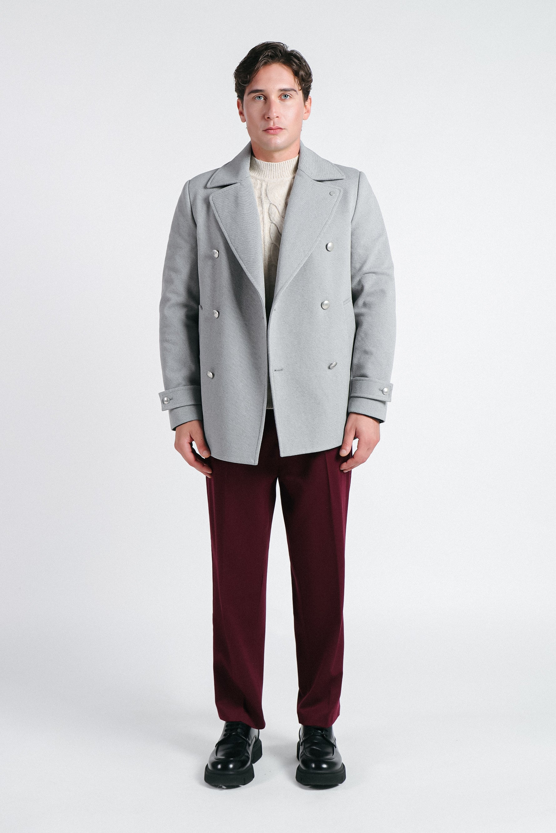 CAPPOTTO DOPPIO PETTO GRIGIO CHIARO - Sonnybono