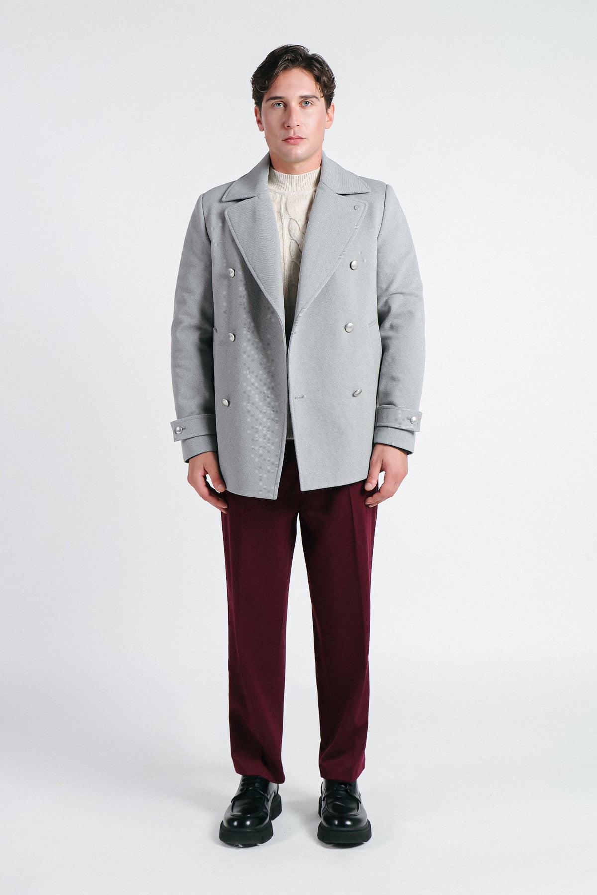 CAPPOTTO DOPPIO PETTO GRIGIO CHIARO - Sonnybono