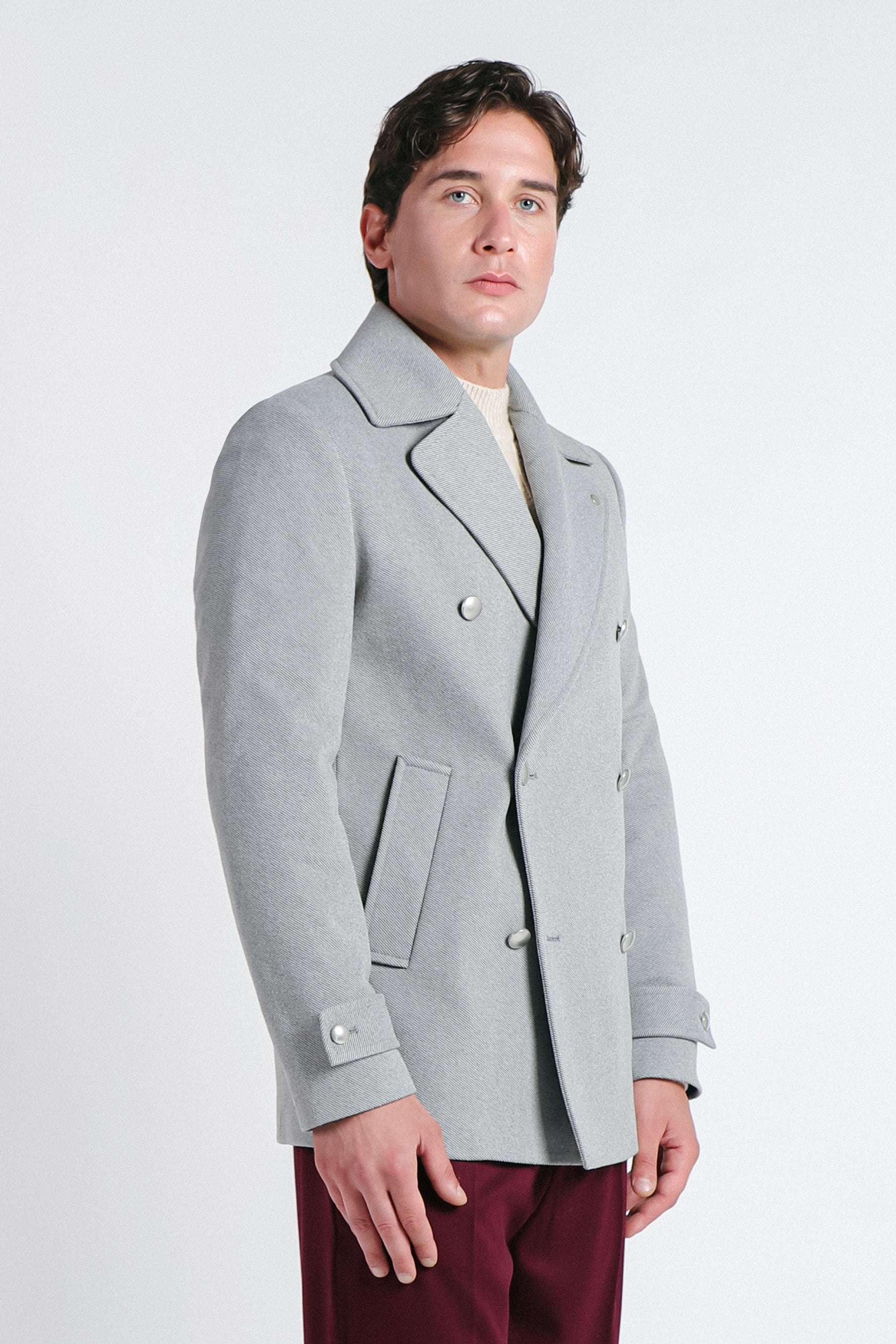 CAPPOTTO DOPPIO PETTO GRIGIO CHIARO - Sonnybono