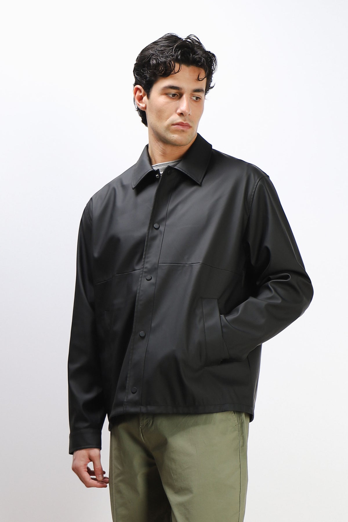 GIUBBOTTO COLLO CAMICIA TESSUTO TECNICO OPACO NERO