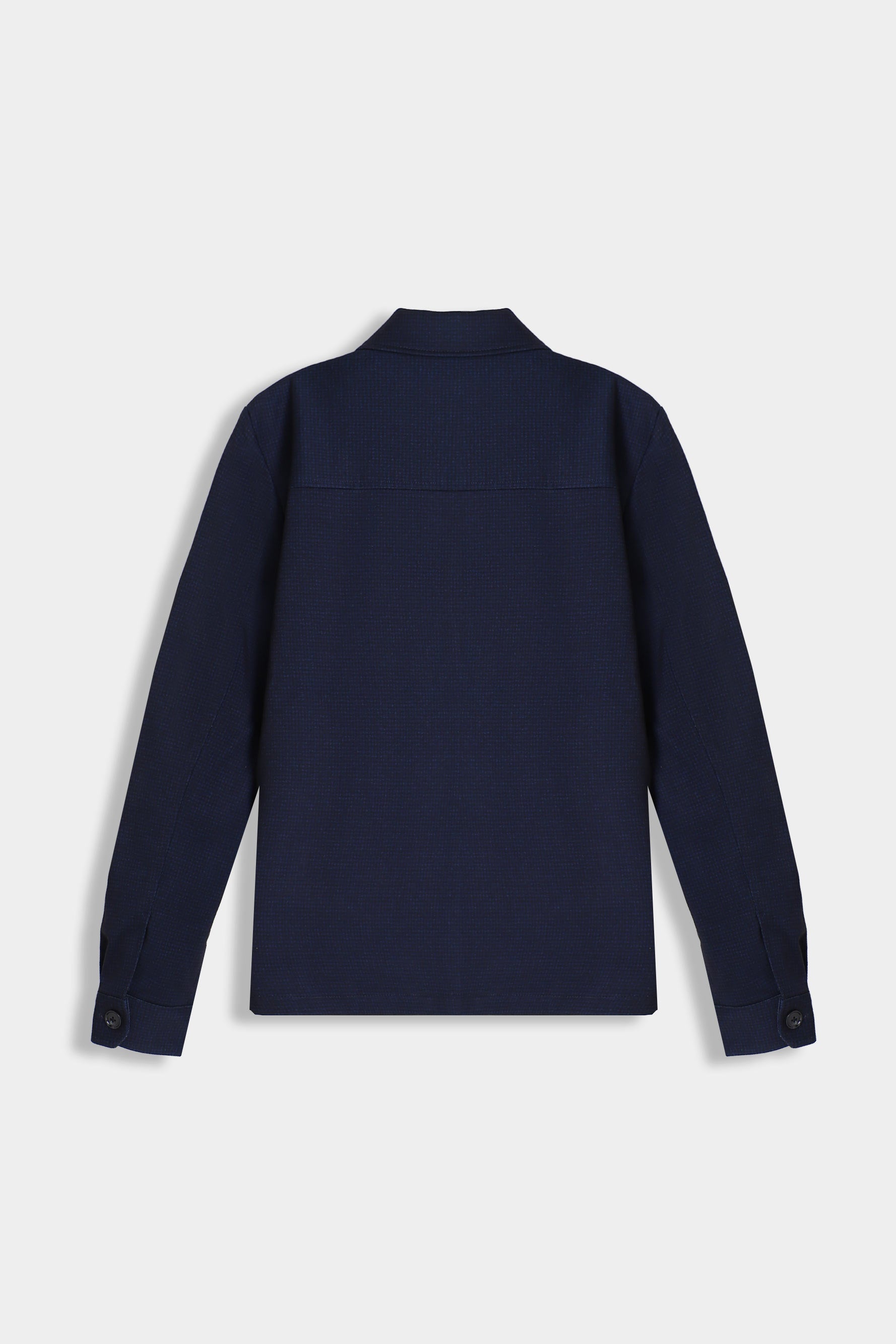 Overshirt uomo blu dalla vestibilità morbida vista posteriore
