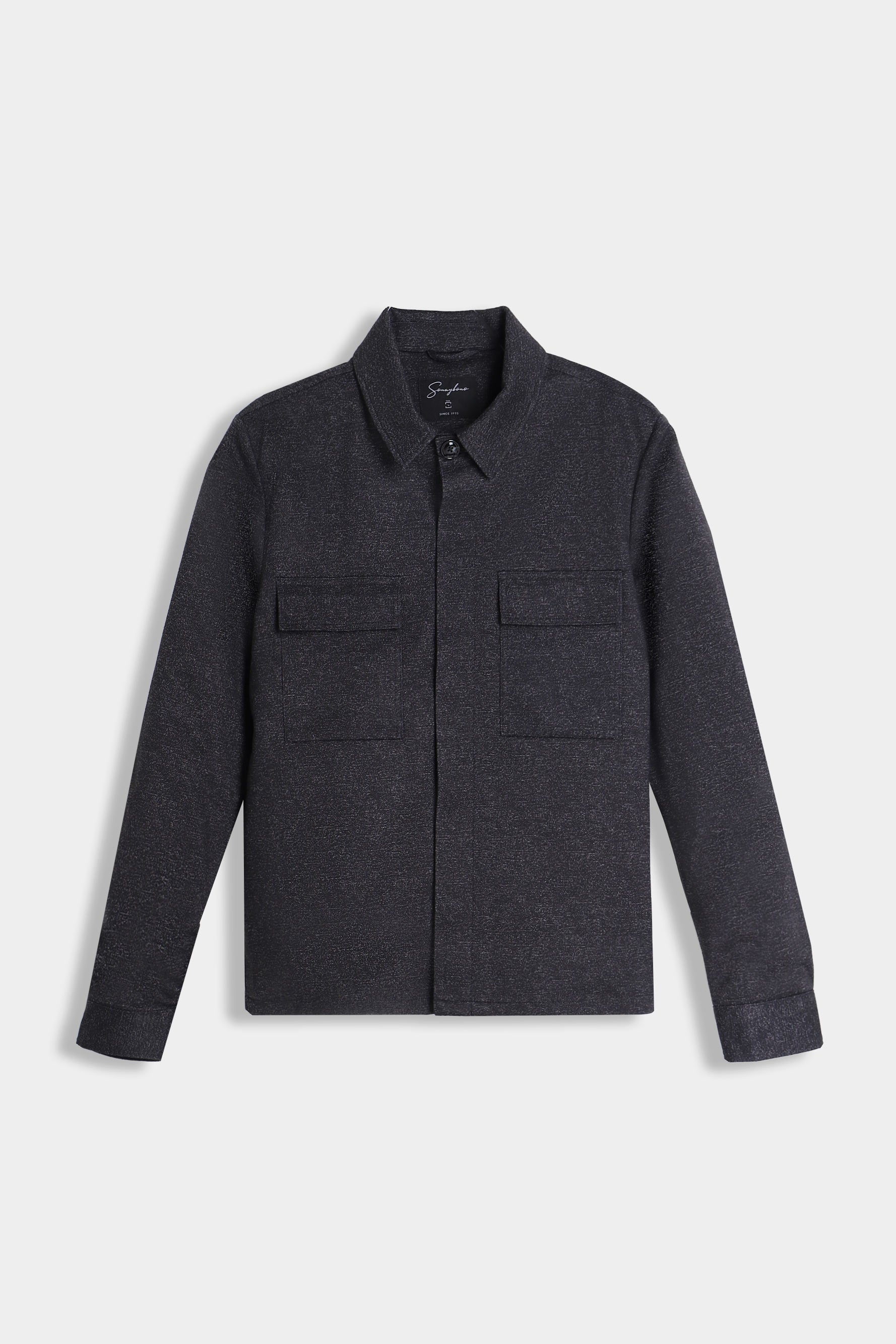 Overshirt uomo nera con tasche frontali Sonny Bono vista frontale