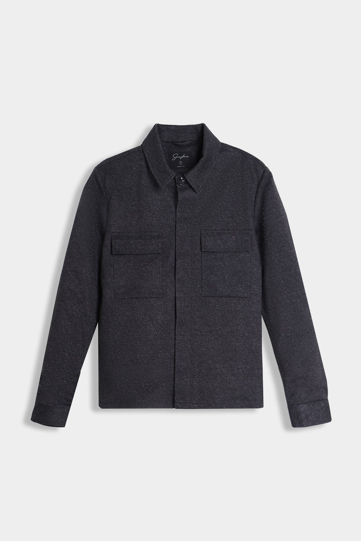 Overshirt uomo nera con tasche frontali Sonny Bono vista frontale