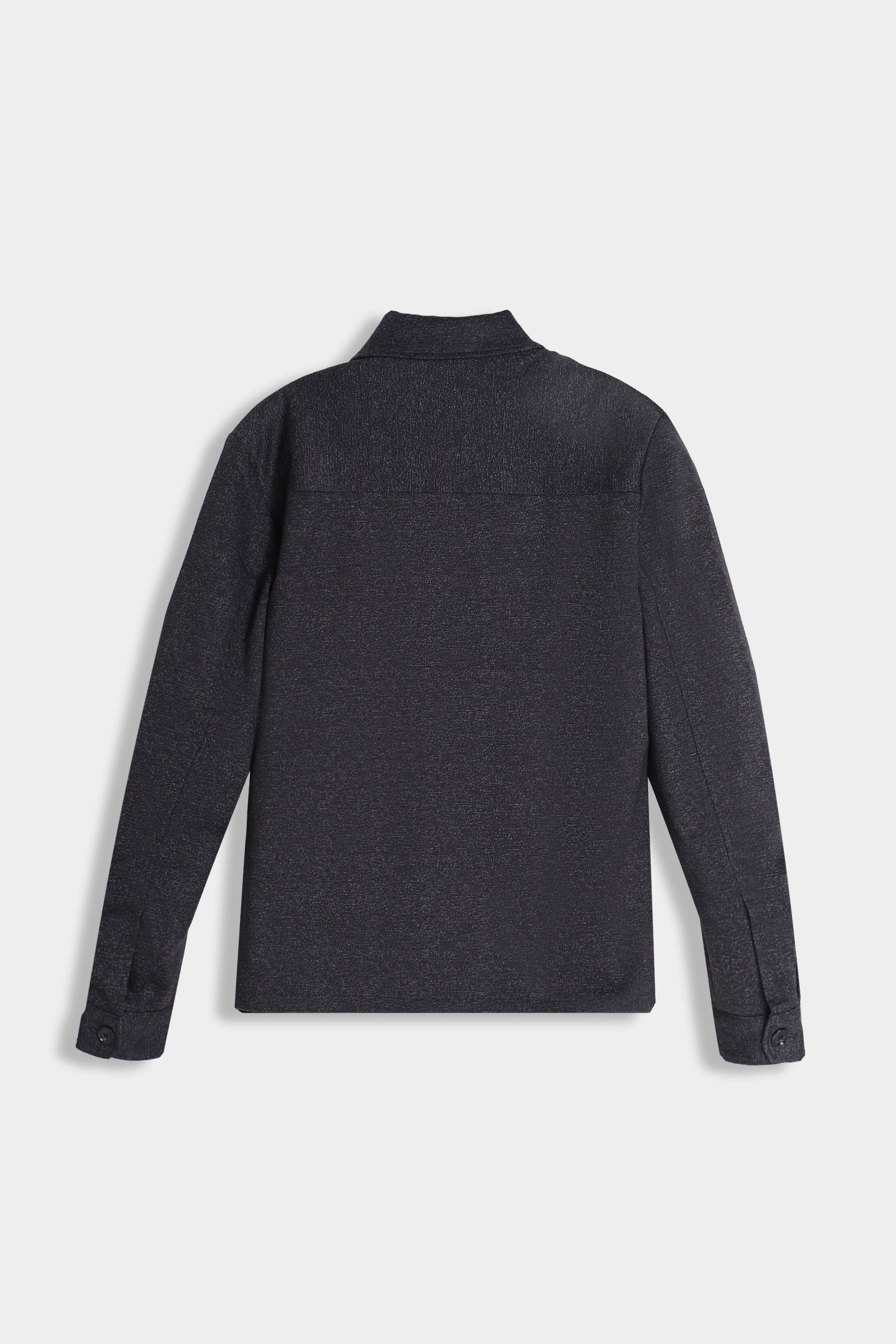 Overshirt uomo nera dalla vestibilità morbida vista posteriore