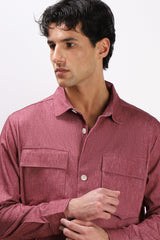 OVERSHIRT IN PUNTO MILANO ROSSO AMARANTO