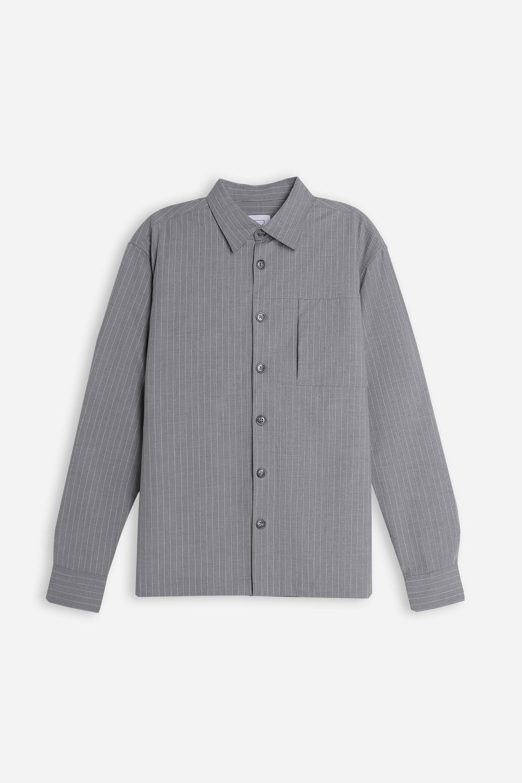 OVERSHIRT FANTASIA A RIGHE GRIGIO