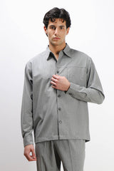 OVERSHIRT FANTASIA A RIGHE GRIGIO